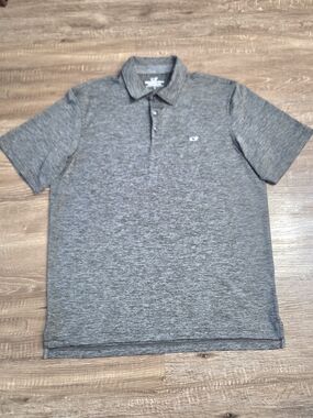 Vineyard Vines Performance St. Jean Stripe Sankaty Men's Preowned Polo Gray Sz L